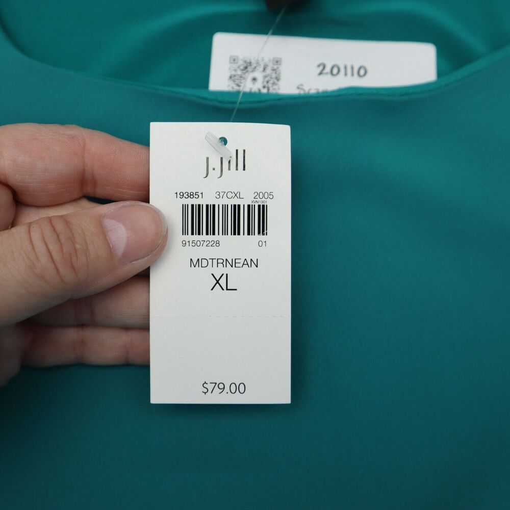 J.Jill Wearever Collection Shirt Womens XL Teal Round Neck Ruffle Sleeve Top NEW - Picture 10 of 16
